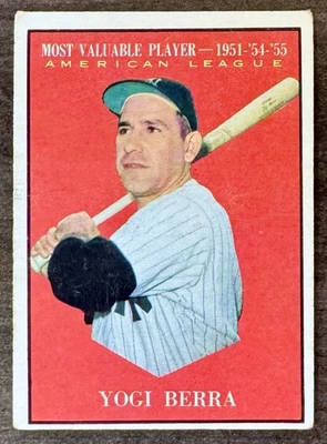 1961 Topps #472 Yogi Berra MVP SP | Yankees | Salón de la fama | En muy buena condición Foto 1 de 2