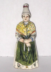 Campana de cena figurativa de cerámica de loza mujer dama francesa Francia - Imagen 1 de 8