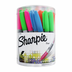Sharpie Neon Permanent Markers, Fine Point, Assorted Colors, 36-Count
