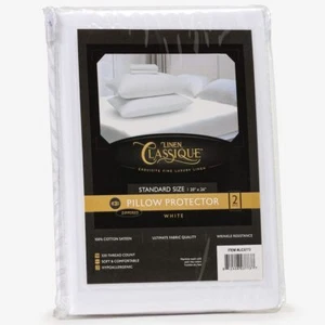 Linen Classique 320TC - Zippered Pillow Protector White - Picture 1 of 6