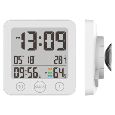 infactory Digital-Badezimmer-Uhr, Thermo-/Hygrometer, LCD, Versandrückläufer - Bild 1 von 4