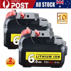 2X DCB127 6.0Ah 10.8V / 12V Max XR Lithium Ion Battery for DeWALT DCB123 DCB120 - Picture 1 of 11
