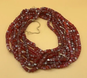 Antike rot marmorierte Kakamba/Prosser böhmische Würfel Handelsperlen Anfang 1900 - Bild 1 von 21