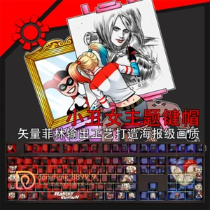 Harley Quinn Keycap PBT Side Engraved Cherry MX 108 Keys Sublimation For Keypads - Afbeelding 1 van 6