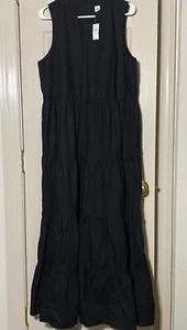 Gap Dress Womens L Sleeveless Tiered Maxi Dress Black ~ Modal/Cotton Blend NWT - Picture 1 of 5