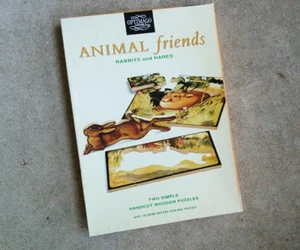 Optimago Ltd-2 Wood Jigsaw Puzzles-Rabbits & Hares-Animal Friends -Complete-VTG - Picture 1 of 5