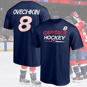NEW!! Ovechkin #8 Washington Ca.pitals Name & Number T-Shirt - Navy, S-5XL - Picture 1 of 2