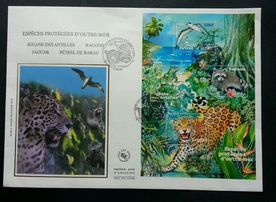 France Protected Species 2007 Big Cat Racoon Leopard Forest (sheetlet FDC) *rare - Image 1 of 4