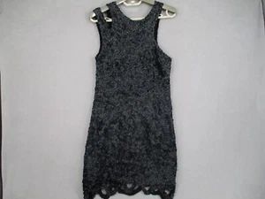 Aje Dress Womens 10 Black Sequinned Sleeveless Cut Out Frill Designer Mini - Picture 1 of 19