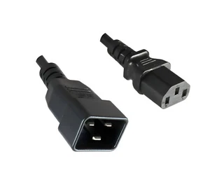 DINIC Kaltgeräte-Verlängerung C13 Stecker auf C20 Buchse, VDE, 1mm², 0.50m - Bild 1 von 4