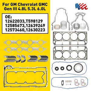 Engine Rebuild Re-Ring Kit Gasket For GM Chevrolet GMC Gen III 4.8L 5.3L 6.0L US - Picture 1 of 13