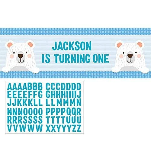 1st birthday, Birthday, Baby Shower Bear Party Supplies Giant Banner(E) - Image 1 of 1