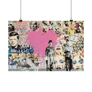 Banksy-Style Einstein, Chaplin, JFK Love Graffiti Poster - Picture 1 of 9