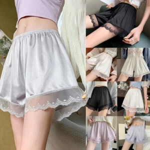 Women Under Dress Ice Silk Slip Shorts Lace Panties Safety Pant Pettipants - Picture 1 of 31