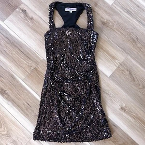 Hailey Logan Adrianna Papell Sequin Dress Purple Cut Out Back Size 3 / 4 - Picture 1 of 4