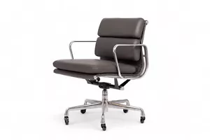 Mid Century Dark Gray Leather Office Chair by Eames for Herman Miller - Picture 1 of 11