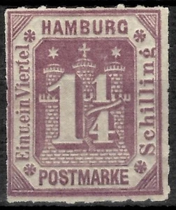 German States Hamburg 1866 1¼ Schilling MiNr 20 ☀ MNH** stamp - Picture 1 of 2