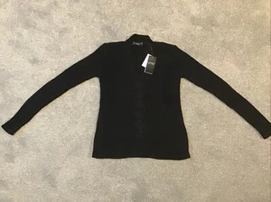 Lauren Ralph Lauren Pullover tiefer V-Ausschnitt Zopfmuster schwarz Damengröße S BRANDNEU - Bild 1 von 5