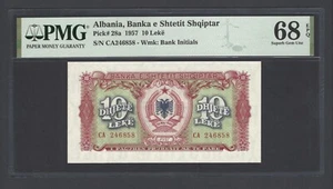 Albania 10 Leke 1957 P28a Uncirculated Grade 68 Top Pop - Picture 1 of 2