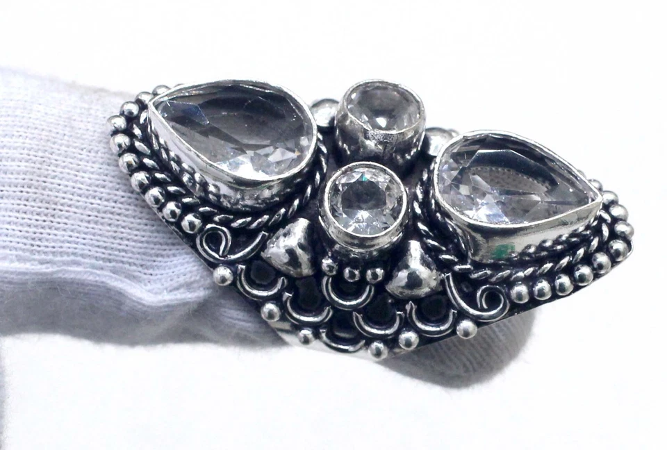 Белый топаз ручной работы 925 пробы заявление кольцо матери день подарок - Изображение 1 из 4