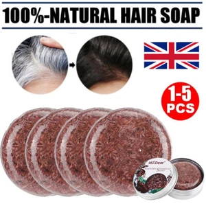 5/3Pcs Grey Hair Reverse Shampoo Bar Organic Essence Hair Darkening Shampoo Soap - Picture 1 of 28
