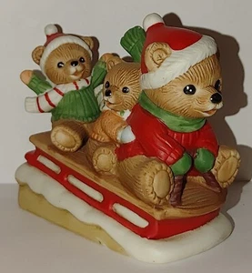  Statuina orsi porcellana slitta natalizia vintage HOMCO interno casa #5306 - Foto 1 di 6