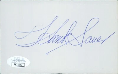 Hank Sauer Chicago Cubs Signed 3x5 Index Card JSA Authenticated - Image 1 of 2