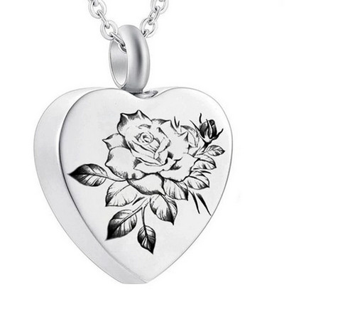 CHROME HEARTS Collana in argento sterling 925 con ciondolo URNA CREMAZIONE CUORE CENERE ROSA 20"