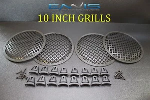(4) 10 INCH STEEL SPEAKER SUB SUBWOOFER GRILL MESH COVER W/ CLIPS SCREWS GLKT-10 - Picture 1 of 1