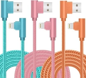 iPhone Ladegerät, 3er Pack 10FT 90 Grad Ladekabel MFi Zertifiziert USB Lightning - Bild 1 von 2
