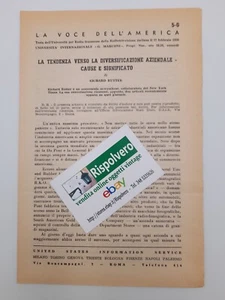 La tendenza verso la diversificazione aziendale cause e sign. Fascicolo del 1956 - Imagen 1 de 1