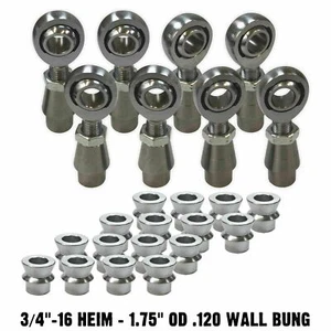 4 Link Radius Rod Kit 3/4-16 Chromoly Heim 1.75" OD .120 Wall High Angle Spacers - Picture 1 of 6
