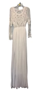 Boho lace dress maternity friendly embroidered lace long sleeve Small Medium New - Picture 1 of 6