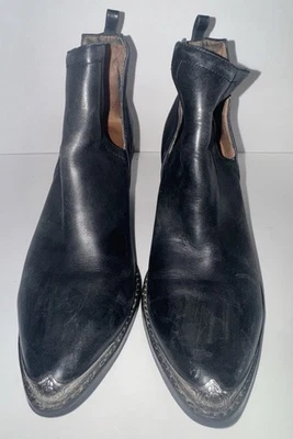 BOTA DE CUERO NEGRA AL TOBILLO JEFFREY CAMPBELL CROMWELL WESTERN RECORTE PARA MUJER TALLA 8 Foto 1 de 4