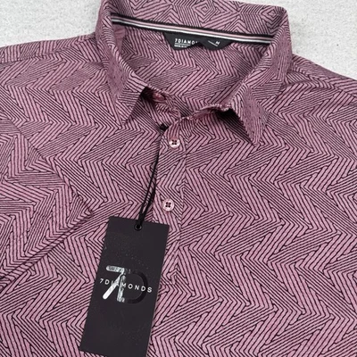 7Diamonds Polo Men’s M Performance Stretch Geometric Wicking Quick Dry Anti-Odor - Image 1 of 4