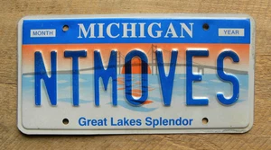 Michigan 'NTMOVES' (Night Moves) Vanity Personalized License Plate, Exp Dec 2001 - Picture 1 of 6
