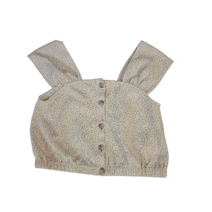 Madewell Crop Top con bottoni davanti taglia media beige maculato cravatta senza maniche - Foto 1 di 3