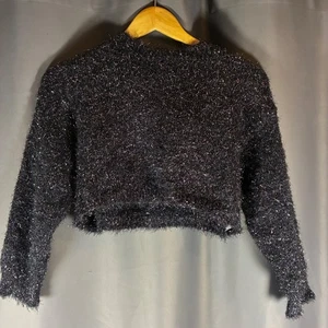 Art Class Girls Black Sparkle Shimmer Cropped Sweater Top Kids Size M(8) - Picture 1 of 4
