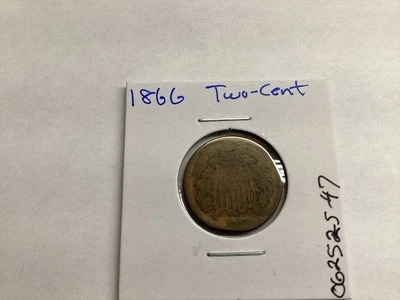 1866 Two Cent Piece US Copper Coin 062525 47tr - Image 1 of 4