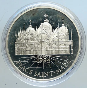 1994 FRANCE Venice ST MARK BASILICA Proof Silver 100 Franc 15 Ecu Coin i113314 - Picture 1 of 3