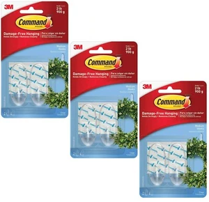 3 Packs 3M Command 2 Medium Clear Hooks & 4 Adhesive Strips Per Pack Max 2 lb - Picture 1 of 6