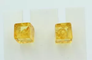 Earrings Amber 925 Silver Cube Earrings Unisex Amber Jewelry 5 x 5 - Picture 1 of 11