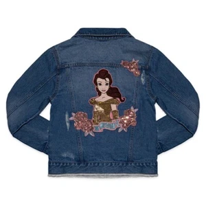Disney Princess Belle Girls Size 11/12 Sequin Denim Jean Jacket NWT - Picture 1 of 8