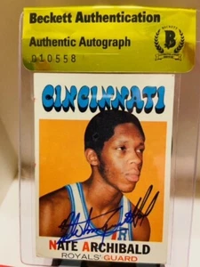 1971 Topps Basketball Nate Archibald ROOKIE RC AUTO Signed Beckett BAS - Picture 1 of 4
