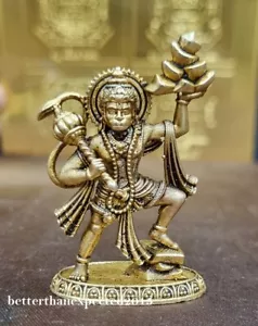 Brass Hanuman Statue Bajrangbali Idol Hindu God Religious Figurine Sculpture - Picture 1 of 4