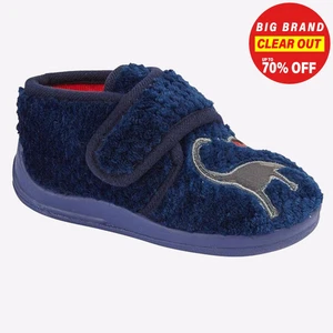 Schläfer Diplodocus Kleinkinder kuschelige bequeme Hausschuhe mit Touch-Verschluss marineblau - Bild 1 von 2