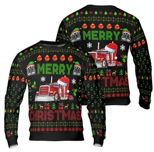 Merry Christmas Truck Ugly Sweater - Festive Holiday Sweatshirt for Men & Women - Picture 1 of 5