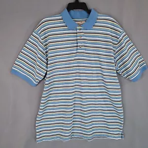 Paradise Blue Men's Polo Shirt Short Sleeve Multicolor Stripe Size L - Picture 1 of 8