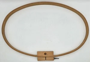 Vintage Oval Embroidery Hoop 27 x 17 Wood Quilting Cross Stitch - Picture 1 of 6