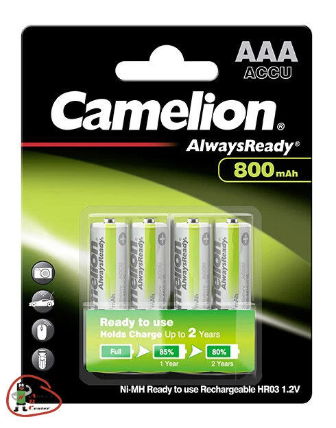4 x Camelion Always Ready Akku AAA Micro HR3 800 mAh 1,2V Ni-MH zb. für Telefon - Bild 1 von 1